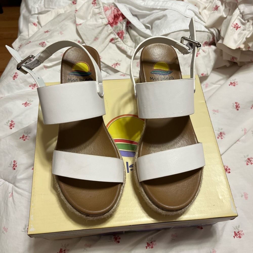 White strap platform sandals